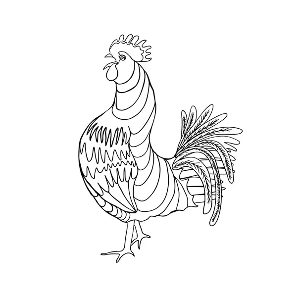 Image of a hand drawing cock — Stock Photo, Image