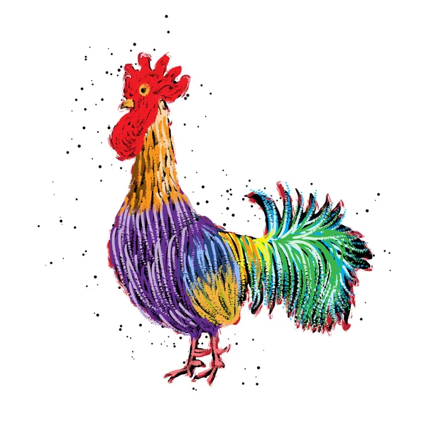 Rooster painting in color — Stock Vector