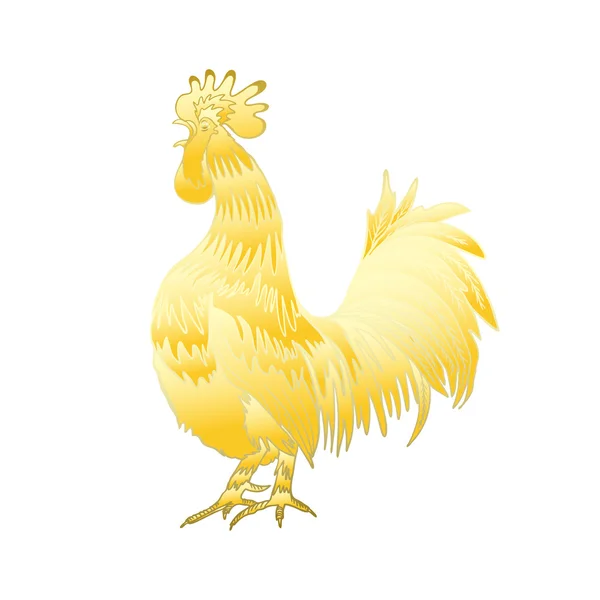 Gold rooster on white background — Stock Vector