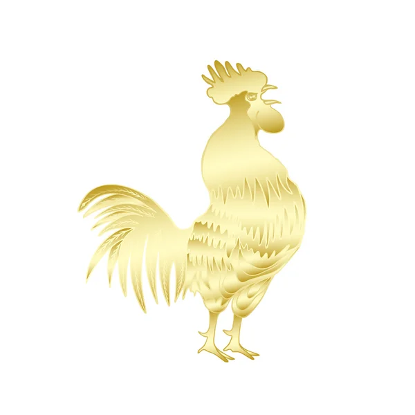 Gold metallic rooster — Stock Vector