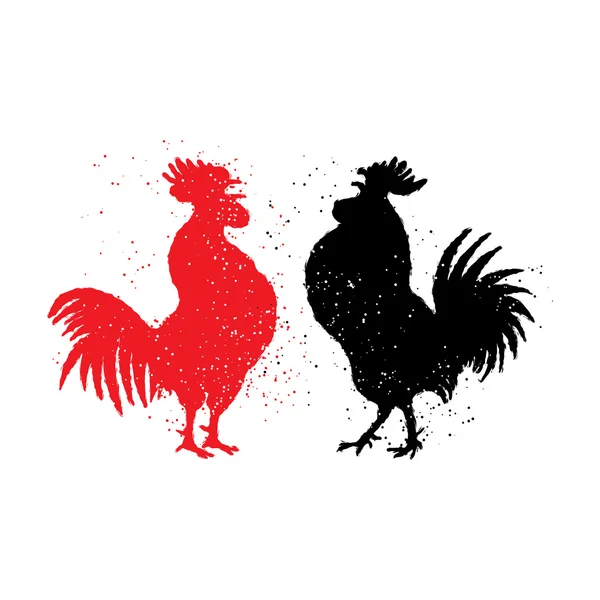 Two red and black roosters — Stock Vector