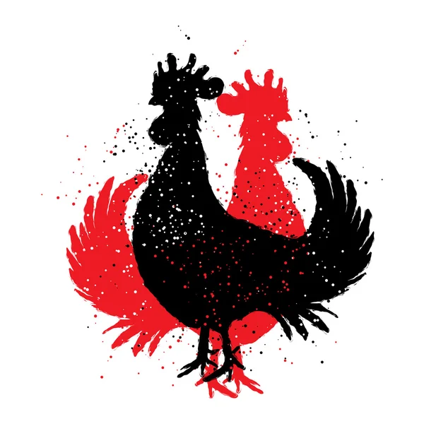 红色和黑色的公鸡. — 图库照片