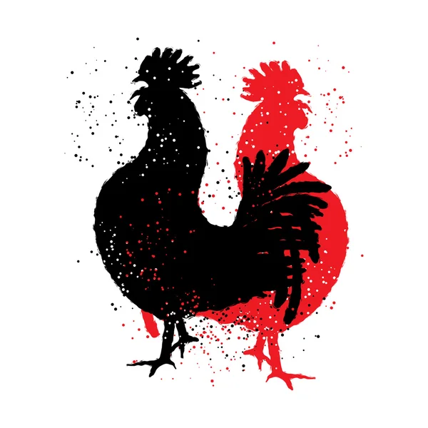 红色和黑色的公鸡. — 图库照片