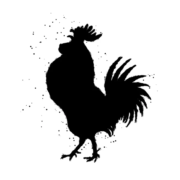 Rooster silhouette Chinese calligraphy imitation. — Stock Vector