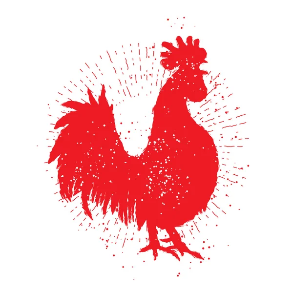 Label merah rooster . - Stok Vektor