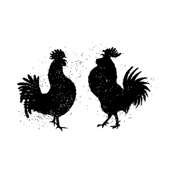 Pair of black roosters — Stock Vector