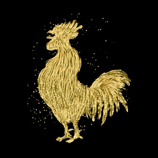 Golden rooster på svart bakgrund — Stockfoto