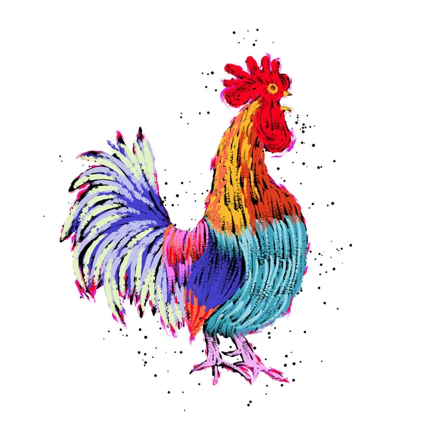 Pintura de gallo en color — Archivo Imágenes Vectoriales