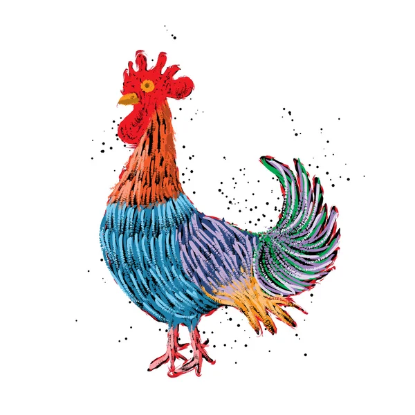 Pintura de gallo en color —  Fotos de Stock