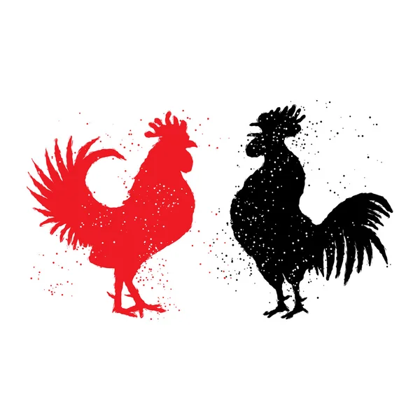 Rode en zwarte hanen — Stockfoto