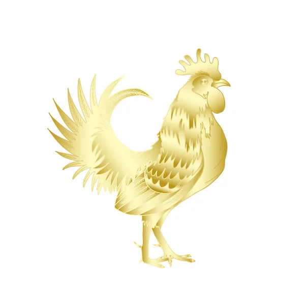 Gold metallic rooster — Stock Vector