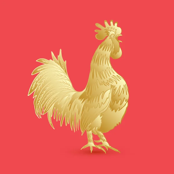 Gylden hane på rød baggrund – Stock-vektor