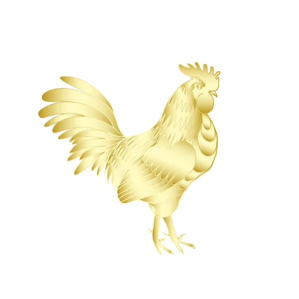 Gold metallic rooster — Stock Vector