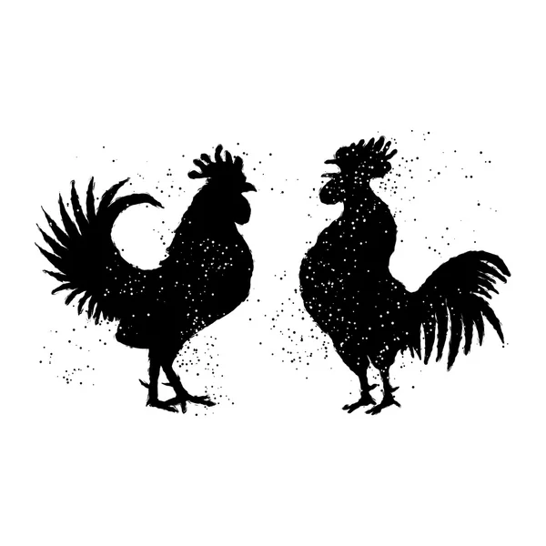 Pair of black roosters — Stock Vector