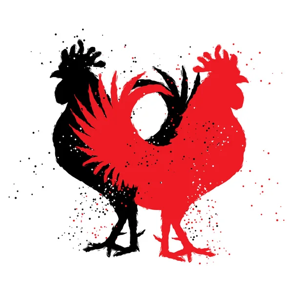 Red and black roosters — Stock Photo, Image