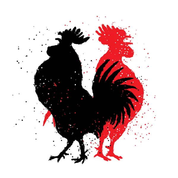 Dos gallos rojos y negros —  Fotos de Stock