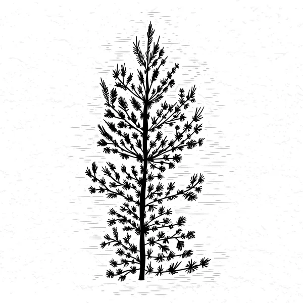 Silhouet van zwarte dennenboom — Stockvector