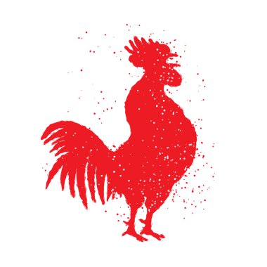 Elle çizilmiş horoz etiket