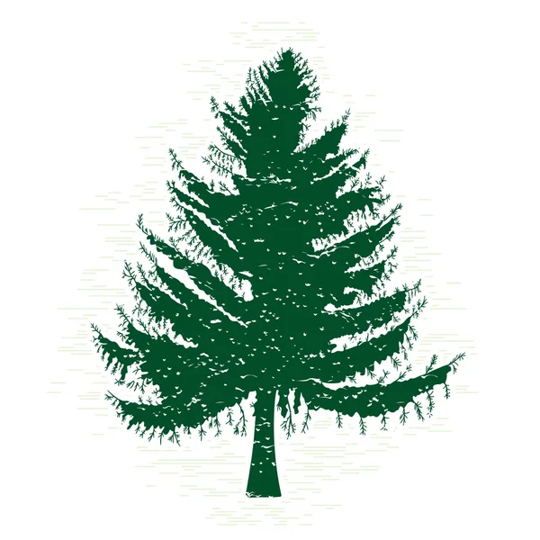 松の木のシルエットが描か手 — ストックベクタ
