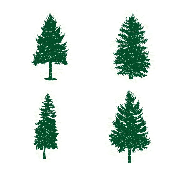 松の木の異なるシルエットのセット — ストックベクタ