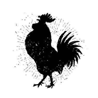 Vintage tarzı horoz illüstrasyon 