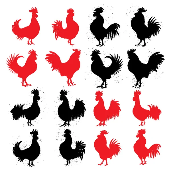 Set of roosters symbols — Stock Vector