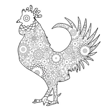 Doodle anahat horoz illüstrasyon