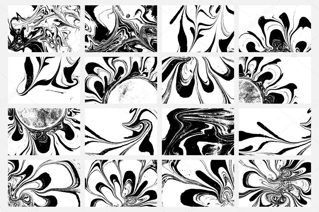 Set of ink marbling textures