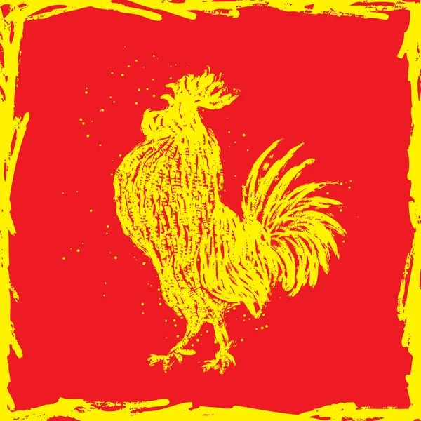 Coq chinois dessin à la main — Image vectorielle