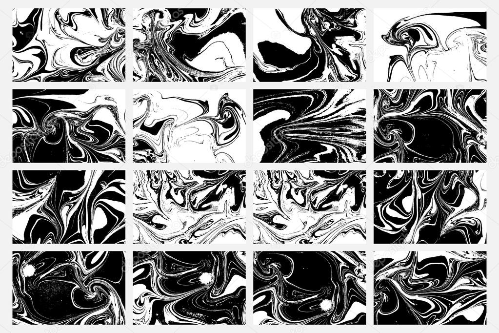 Set of ink marbling textures