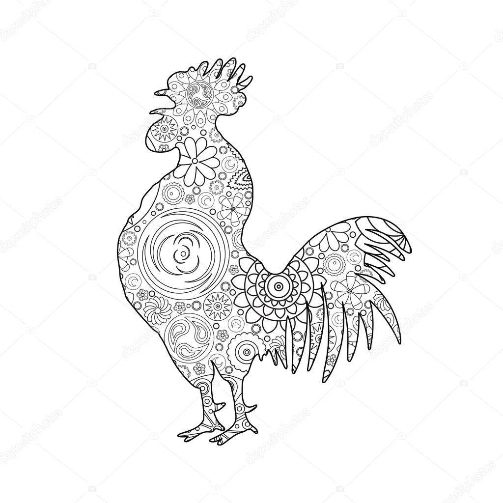 Chinese hand drawing rooster