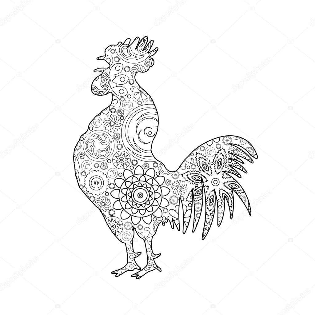 Chinese hand drawing rooster