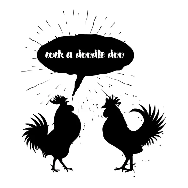 Símbolos de gallo chino — Vector de stock