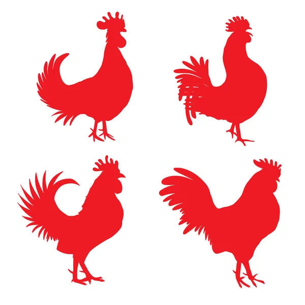 Conjunto de gallos chinos — Vector de stock