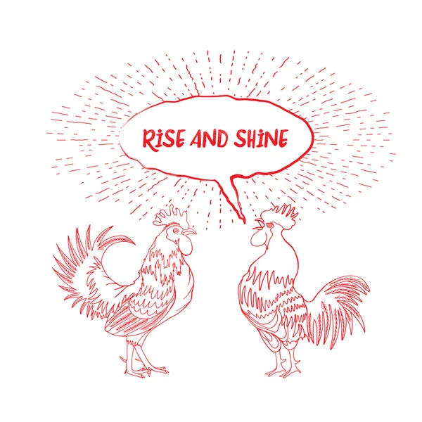 Rise and Shine roosters — Stock Vector