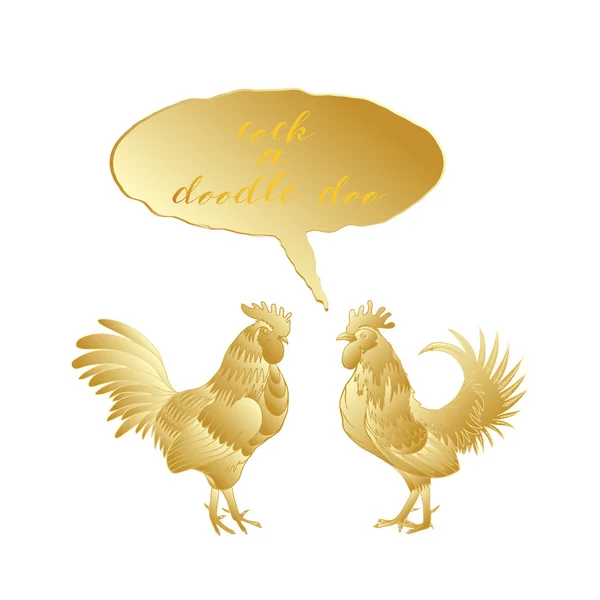 Polla un doodle doo gallos — Vector de stock