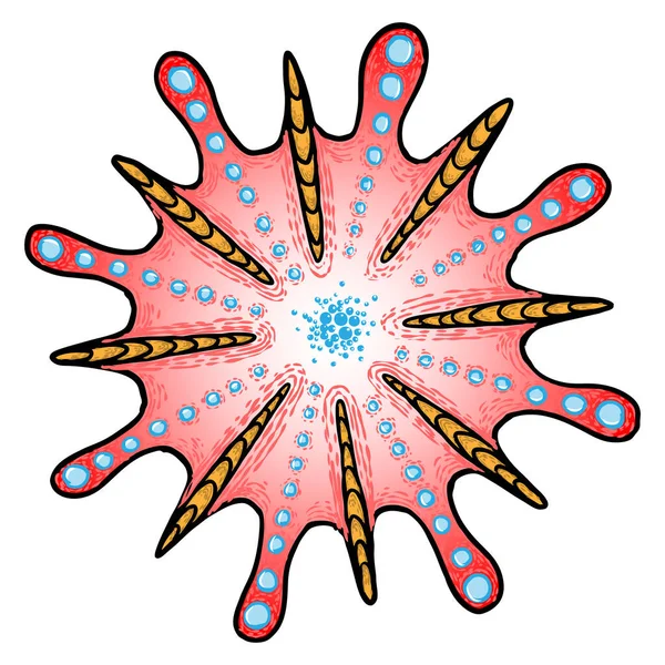 コロナウイルス病Covid 19感染症 DnaまたはRnaを含む病原性生物が真ん中に描かれています 感染剤または感染性呼吸器病原体インフルエンザ ウイルス細胞ベクター — ストックベクタ