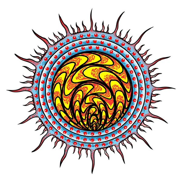 Roman Coronavirus Covid Sanat Çizimi Ortasında Dna Veya Rna Olan — Stok Vektör