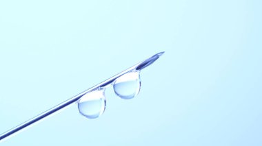 Şırınga iğnesinden damlayan tıbbi aşı. Laboratuvarın Coronavirus 'a karşı aşı araştırması geliştirme kavramı, COVID-19. Klinik öncesi değerlendirme ve klinik faz denemeleri geliştirme testi