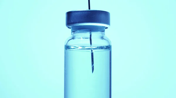 Fyllningsspruta Med Vaccin Från Injektionsflaska Extrem Makro Administrering Medicinering Med — Stockfoto