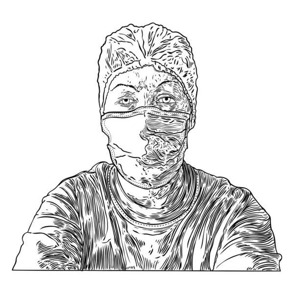 Woman Protective Medical Face Mask New Normal Social Concept Young — Stock Vector
