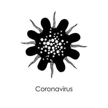 Coronavirus patojen organizma hücresi ve bulaşıcı madde veya bulaşıcı bakteri. 2019-nCoV, Covid-2019, Covid-19 Viral Corona virüsü DNA veya RNA ile, sanatçı yorumlama çizimi. Vektör.