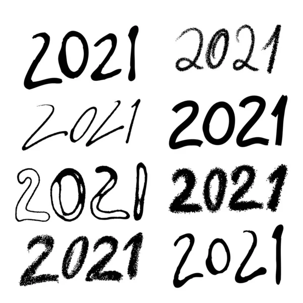 Big Set 2021 Text Sign Lettering New Year Англійською 2021 — стоковий вектор