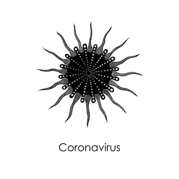 코로나 바이러스 코로나 바이러스 Coronavirus Disease Covid Influsion 예술의 중간에 — 스톡 벡터