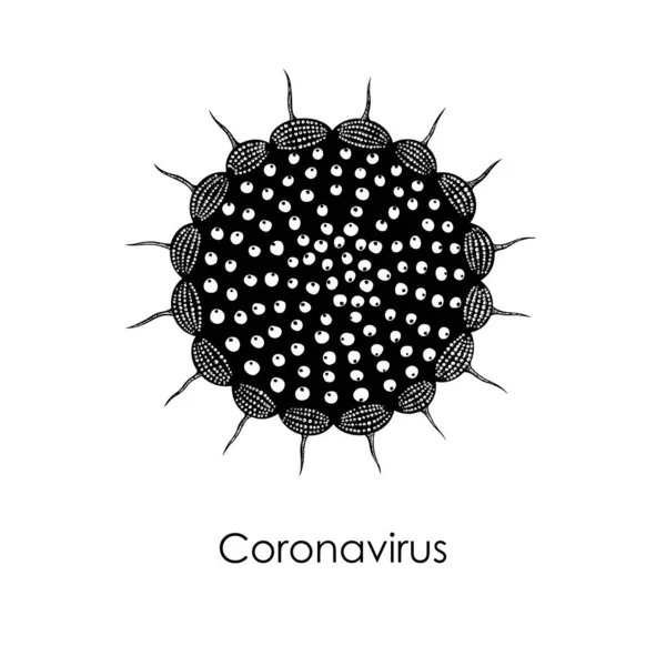 Nuevo Coronavirus Covid Dibujo Arte Organismo Patógeno Con Adn Arn — Vector de stock