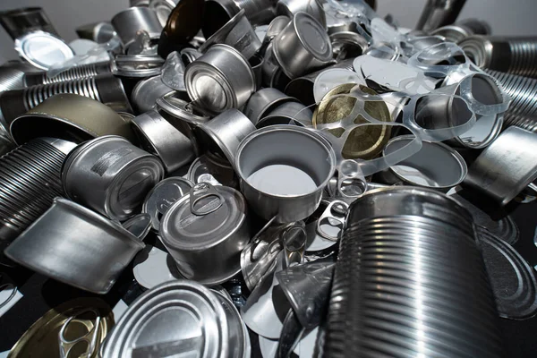 Reciclar Latas Vacías Estaño Latas Soda Aluminio Frascos Comida Basura — Foto de Stock