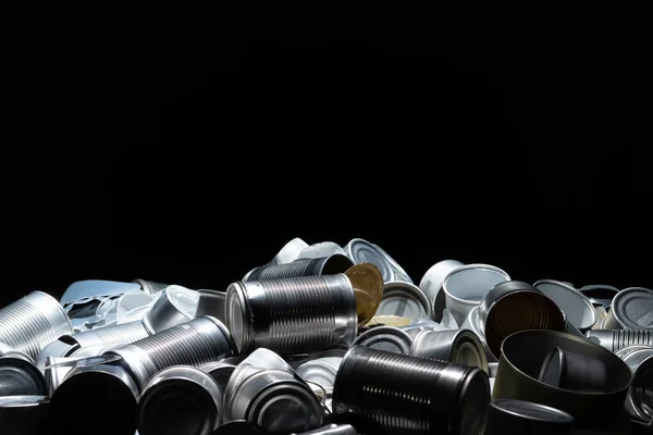 Grande Quantidade Latas Metal Latas Frascos Para Reciclagem Alumínio Metal — Fotografia de Stock