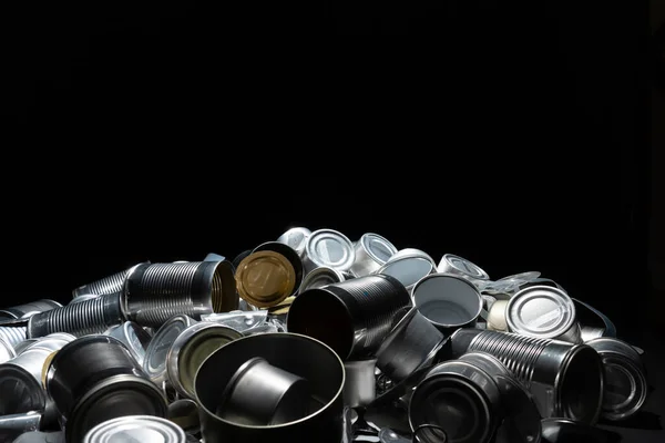 Reciclar Latas Vazias Estanho Para Alimentos Bebidas Latas Refrigerante Alumínio — Fotografia de Stock