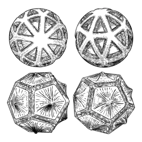 Conjunto Bolas Decorativas Estilo Desenhado Mão Bolas Mágicas Abstratas Esferas —  Vetores de Stock