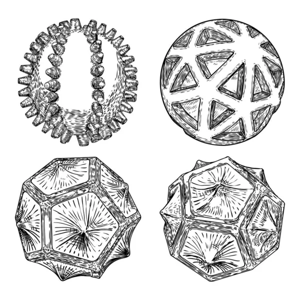 Set Von Dekorativen Kugeln Handgezeichneten Stil Abstrakte Magische Kugeln Oder — Stockvektor